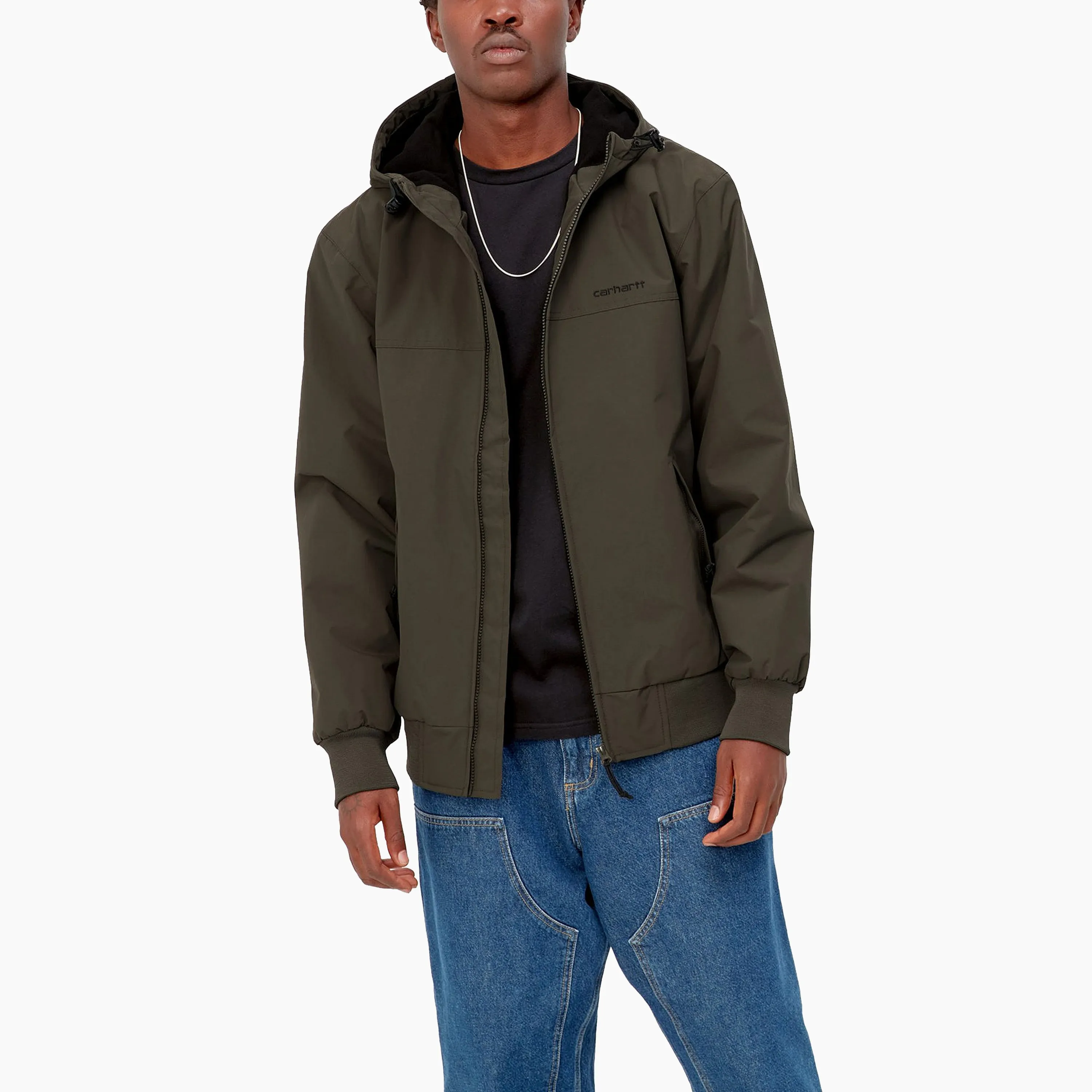 CARHARTT WIP HOODED SAIL JACKET CYPRESS & BLACK - I028436