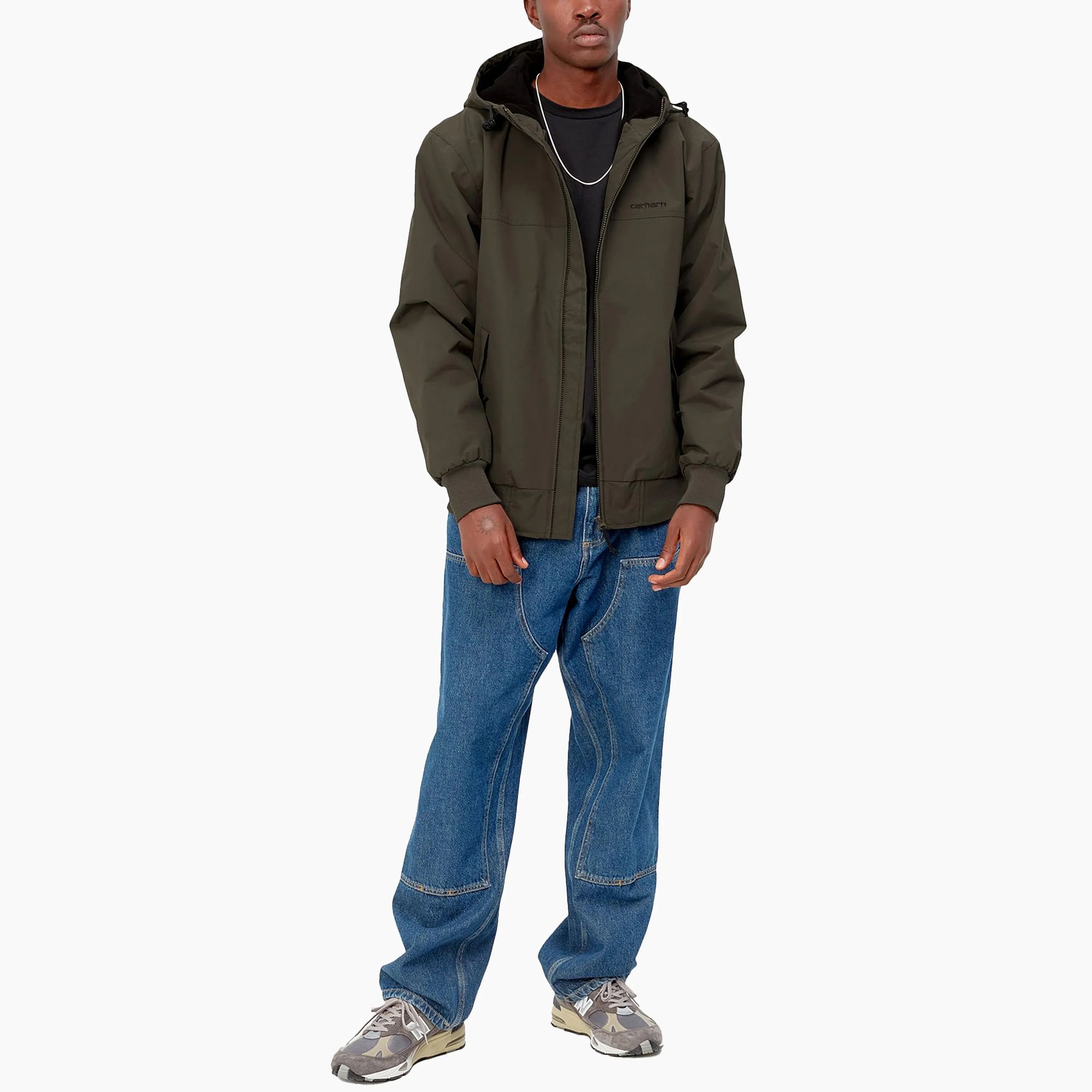 CARHARTT WIP HOODED SAIL JACKET CYPRESS & BLACK - I028436