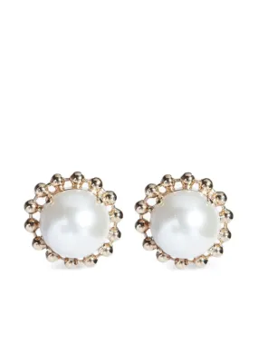 Carolina Herrera Pearl and Gold Stud Earrings