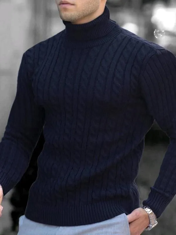 Casual Tight Stretch Men Sweater Turtleneck