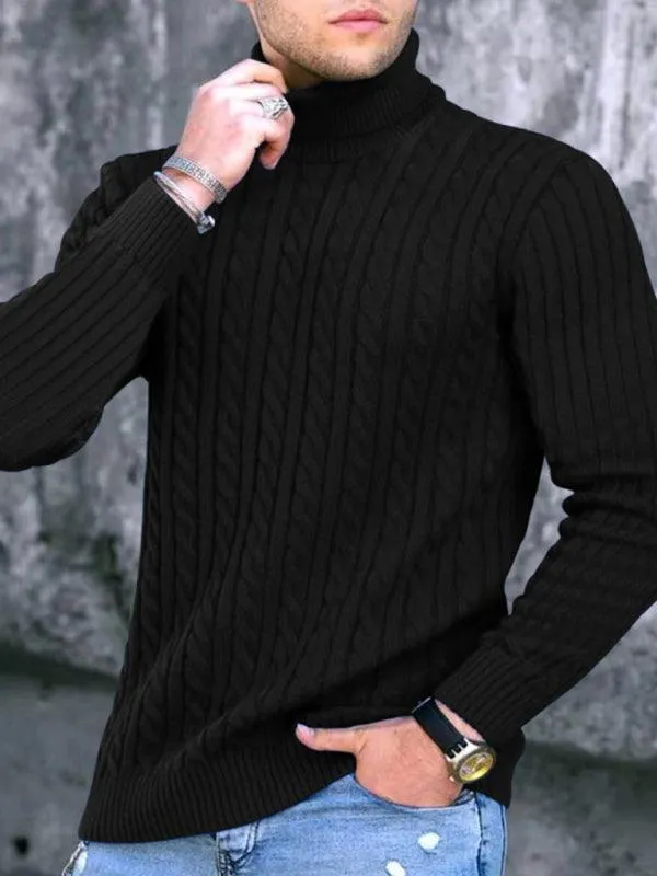 Casual Tight Stretch Men Sweater Turtleneck