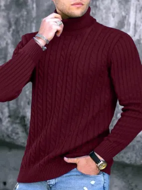 Casual Tight Stretch Men Sweater Turtleneck