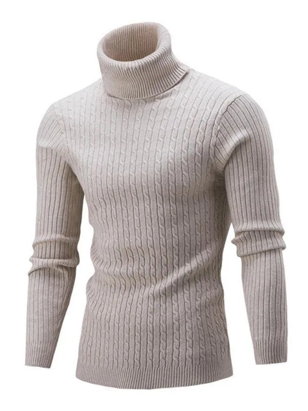 Casual Tight Stretch Men Sweater Turtleneck