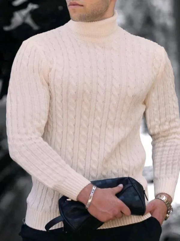 Casual Tight Stretch Men Sweater Turtleneck