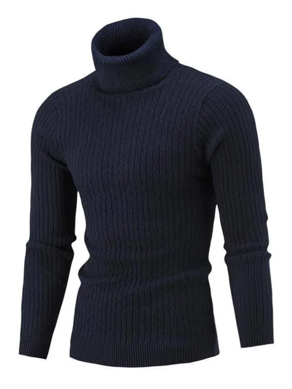 Casual Tight Stretch Men Sweater Turtleneck