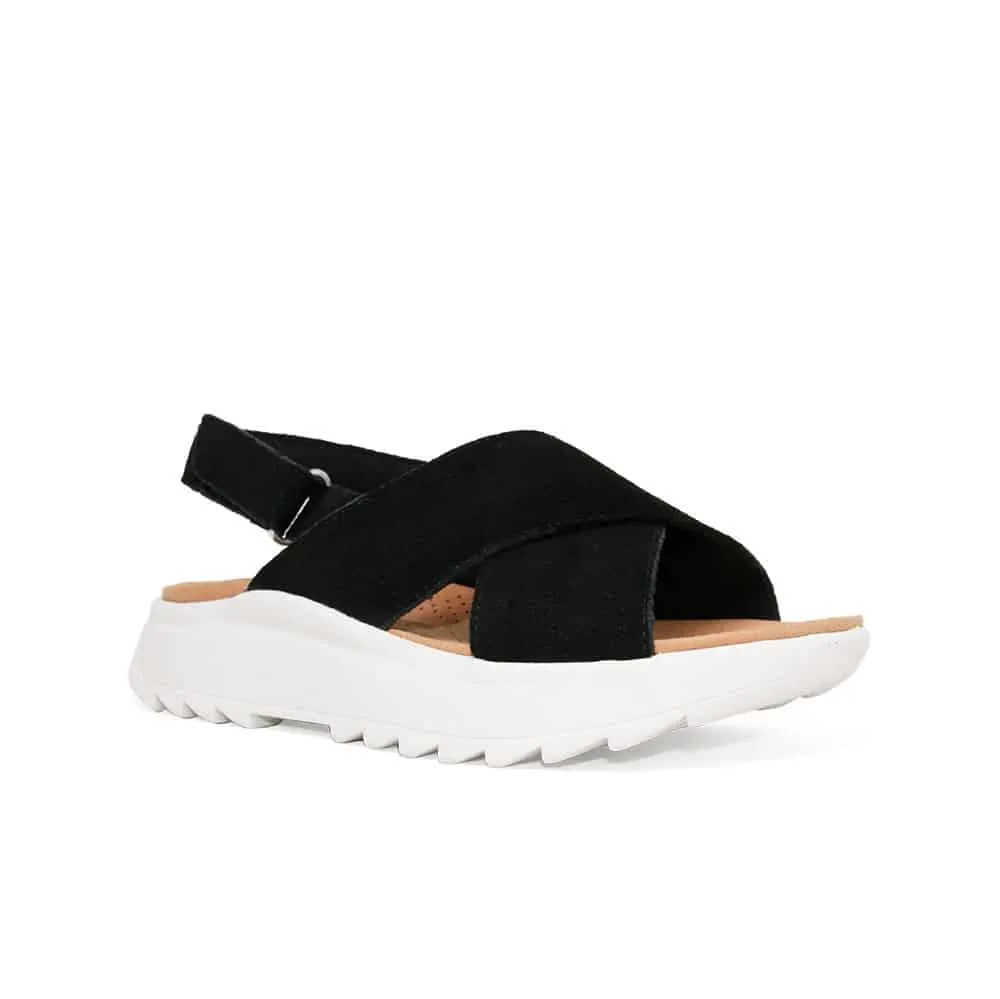 CLARKS Dash Lite Wish Black Suede Womens Sandals