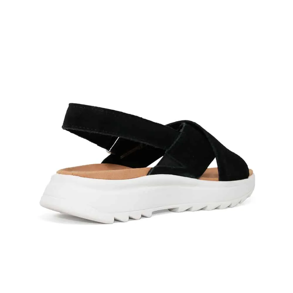 CLARKS Dash Lite Wish Black Suede Womens Sandals