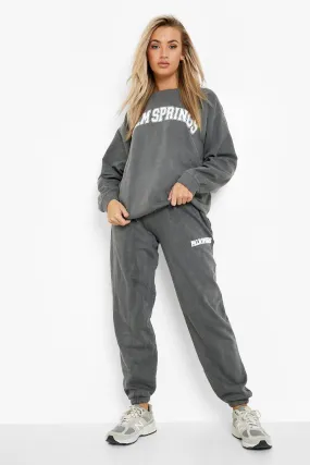 Collegiate Printed Overdyed Sweater Tracksuit