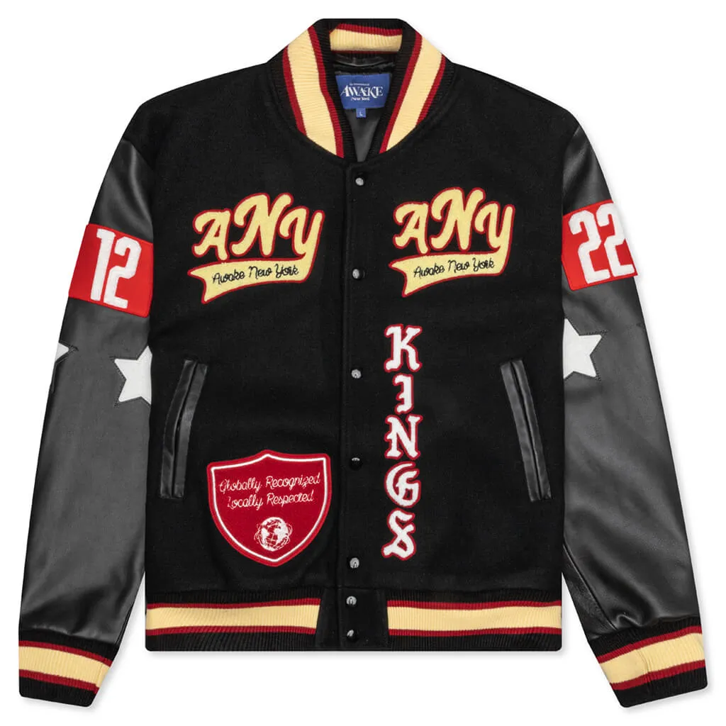 Corazon Varsity Jacket - Black/Black