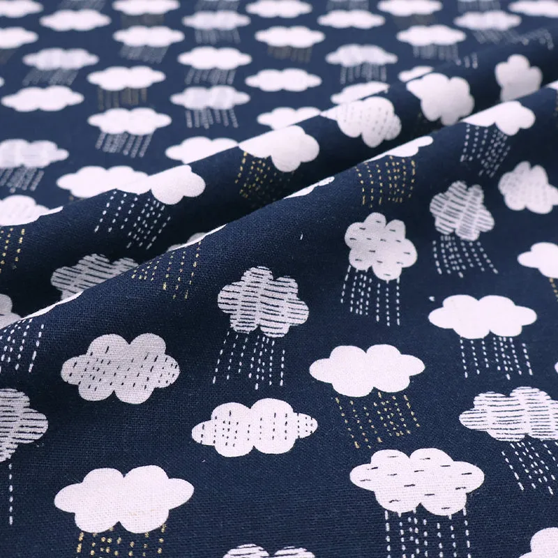 Cotton and Linen Mix - Indigo - British Springtime