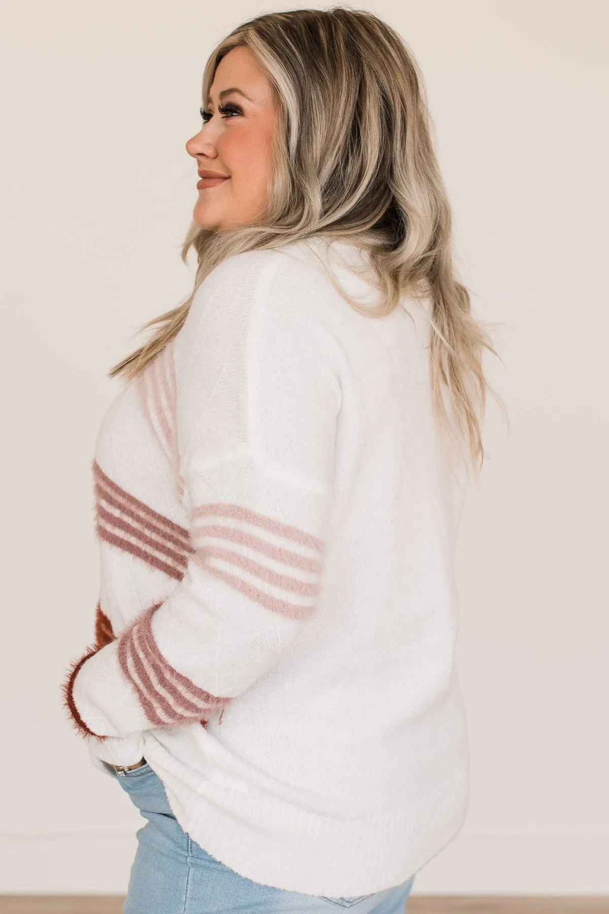 Count Me In Striped Knit Sweater- Ivory