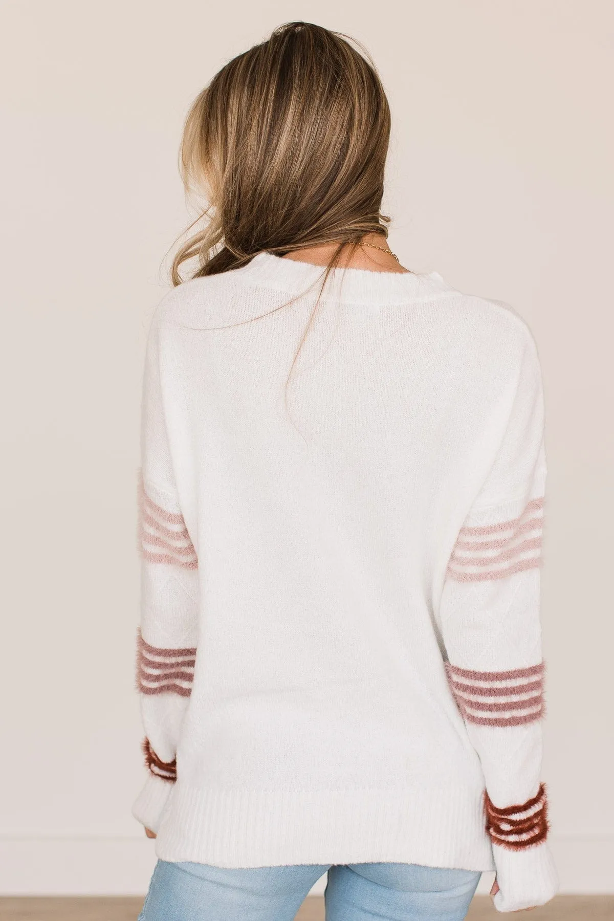 Count Me In Striped Knit Sweater- Ivory