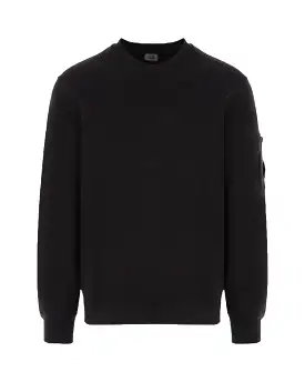 CP Company Brushed & Emerized Diagonal Fleece Lens Sweatshirt Nero