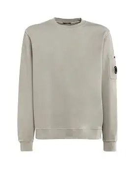 CP Company Brushed & Emerized Diagonal Fleece Lens Sweatshirt Silver Sage