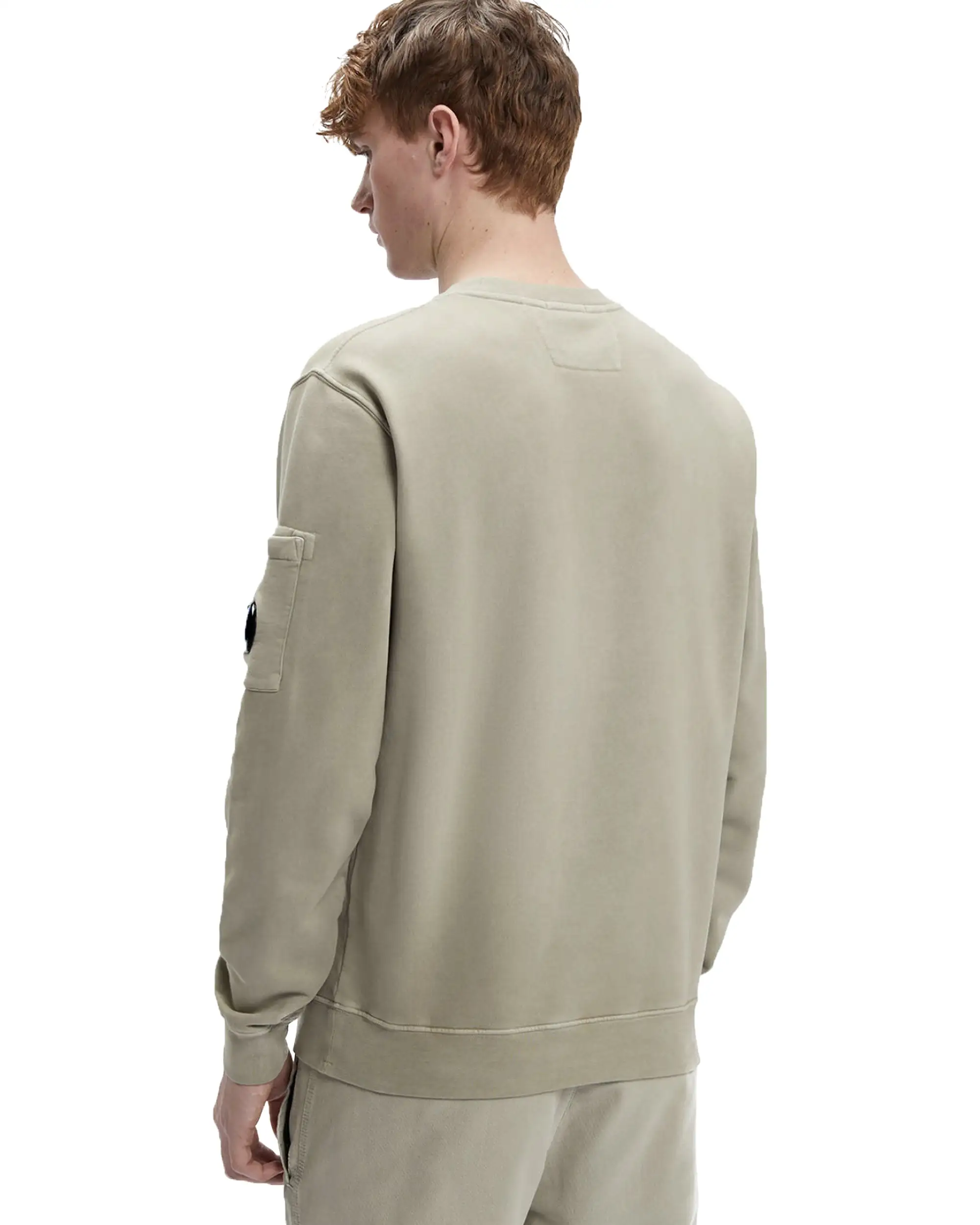 CP Company Brushed & Emerized Diagonal Fleece Lens Sweatshirt Silver Sage