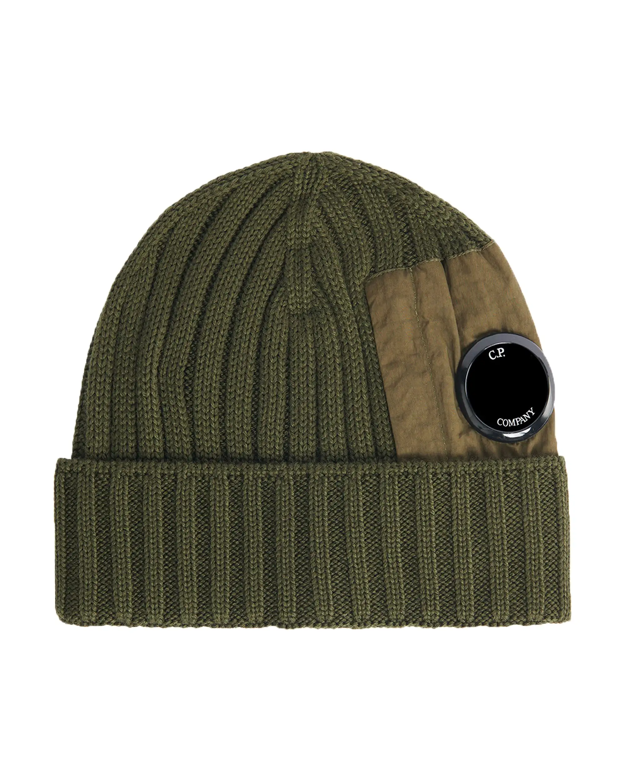 CP Company Extrafine Merino Wool Side Lens Beanie Ivy Green