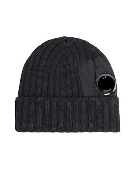 CP Company Extrafine Merino Wool Side Lens Beanie Nero