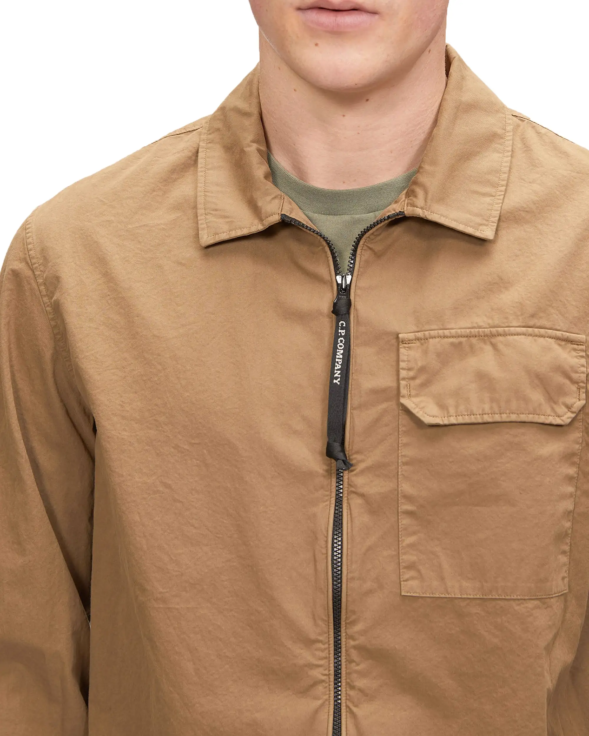 CP Company Gabardine Zipped Shirt Lead Gray