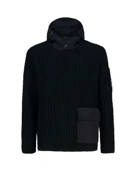 CP Company Lambswool Mixed Hooded Knit Nero