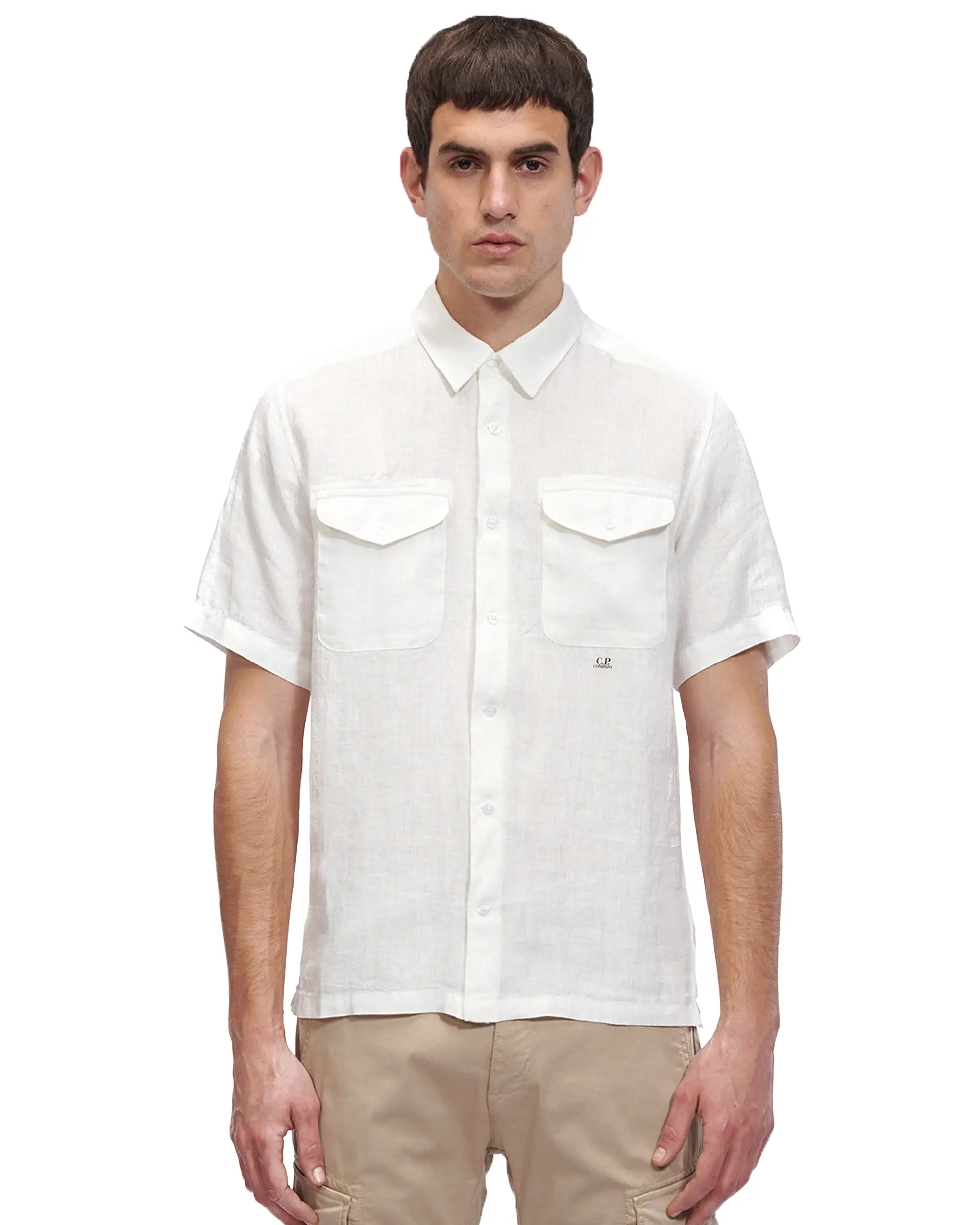 CP Company Lino Pockets Shirt Bianco