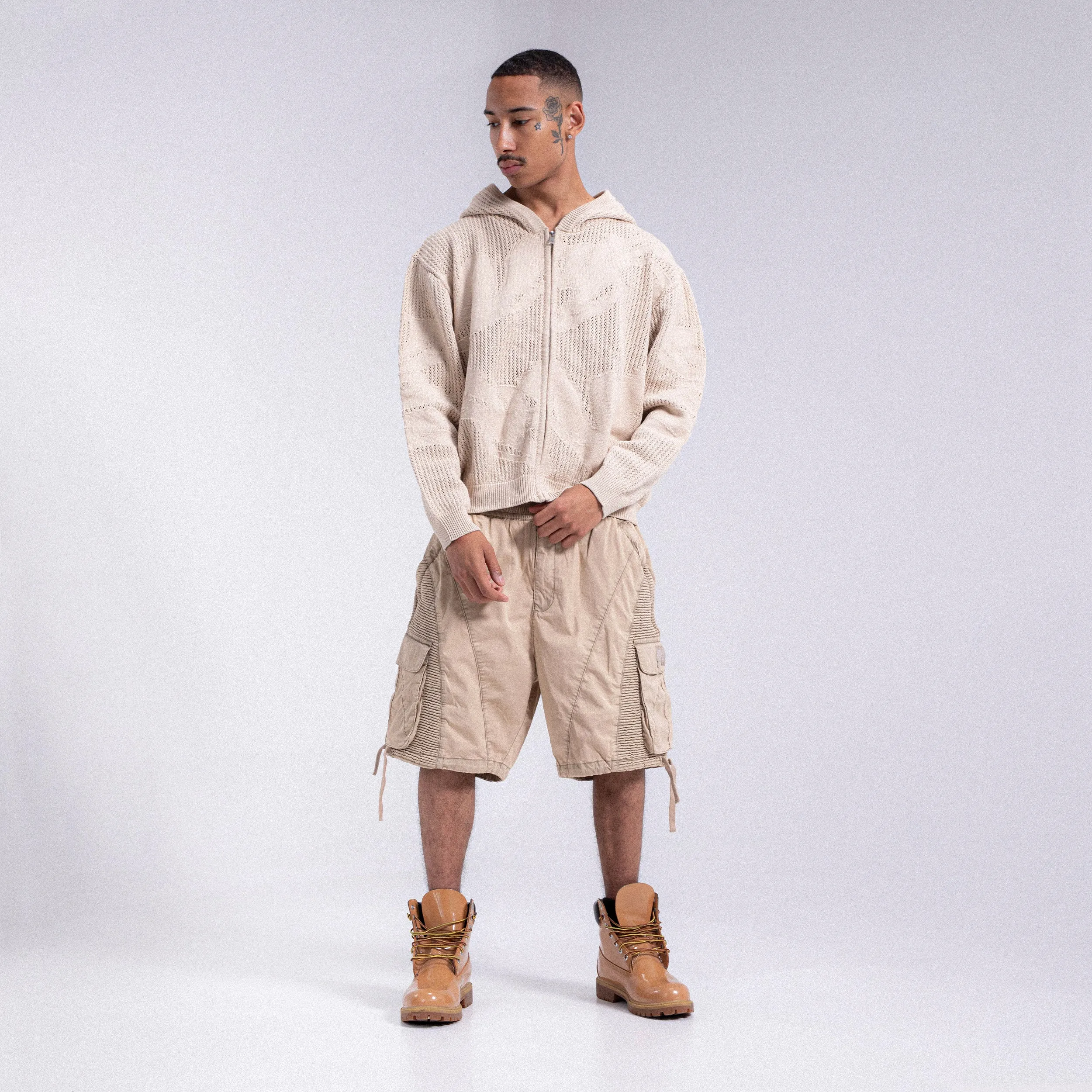 Crochet WEYZ Zip Hoodie - Beige