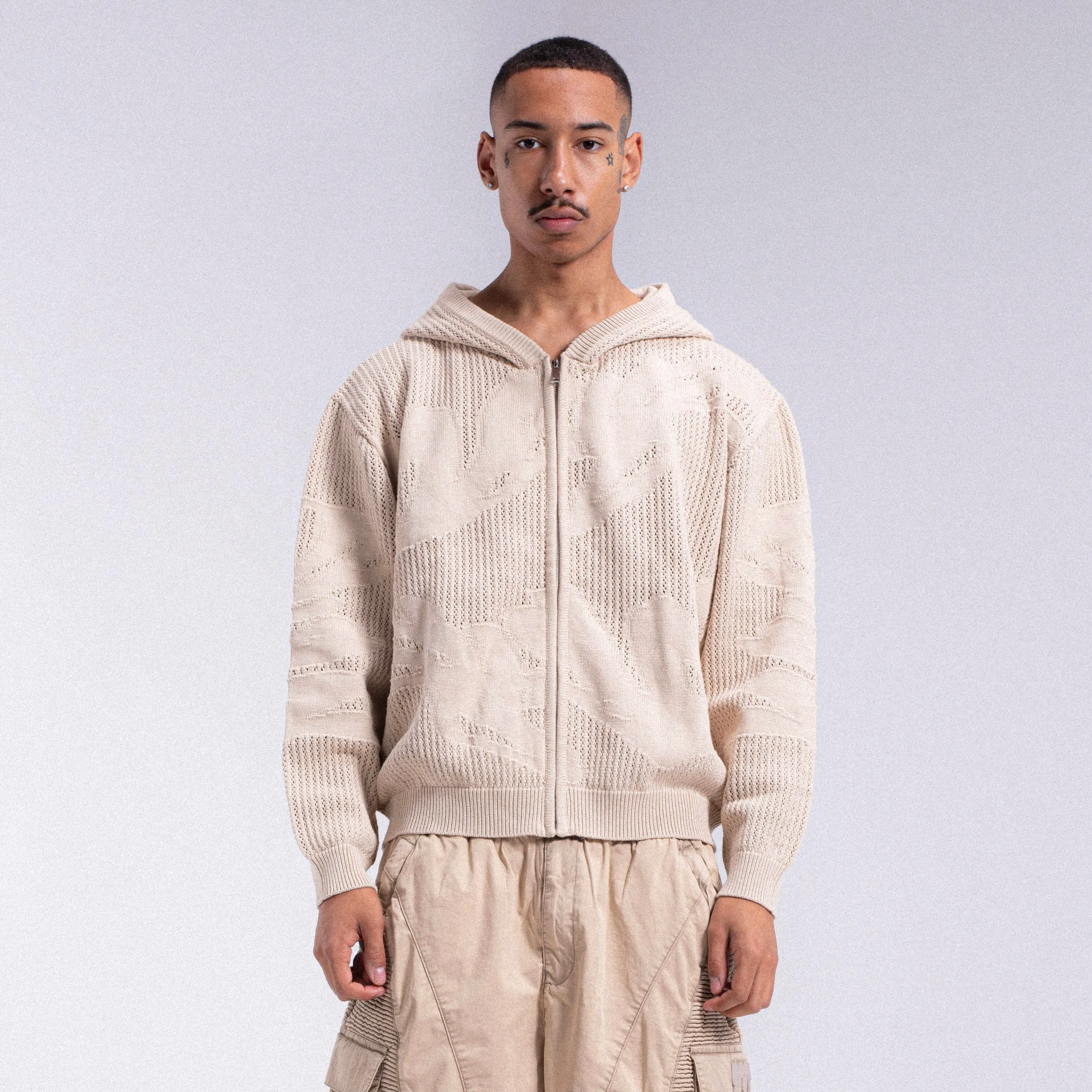 Crochet WEYZ Zip Hoodie - Beige