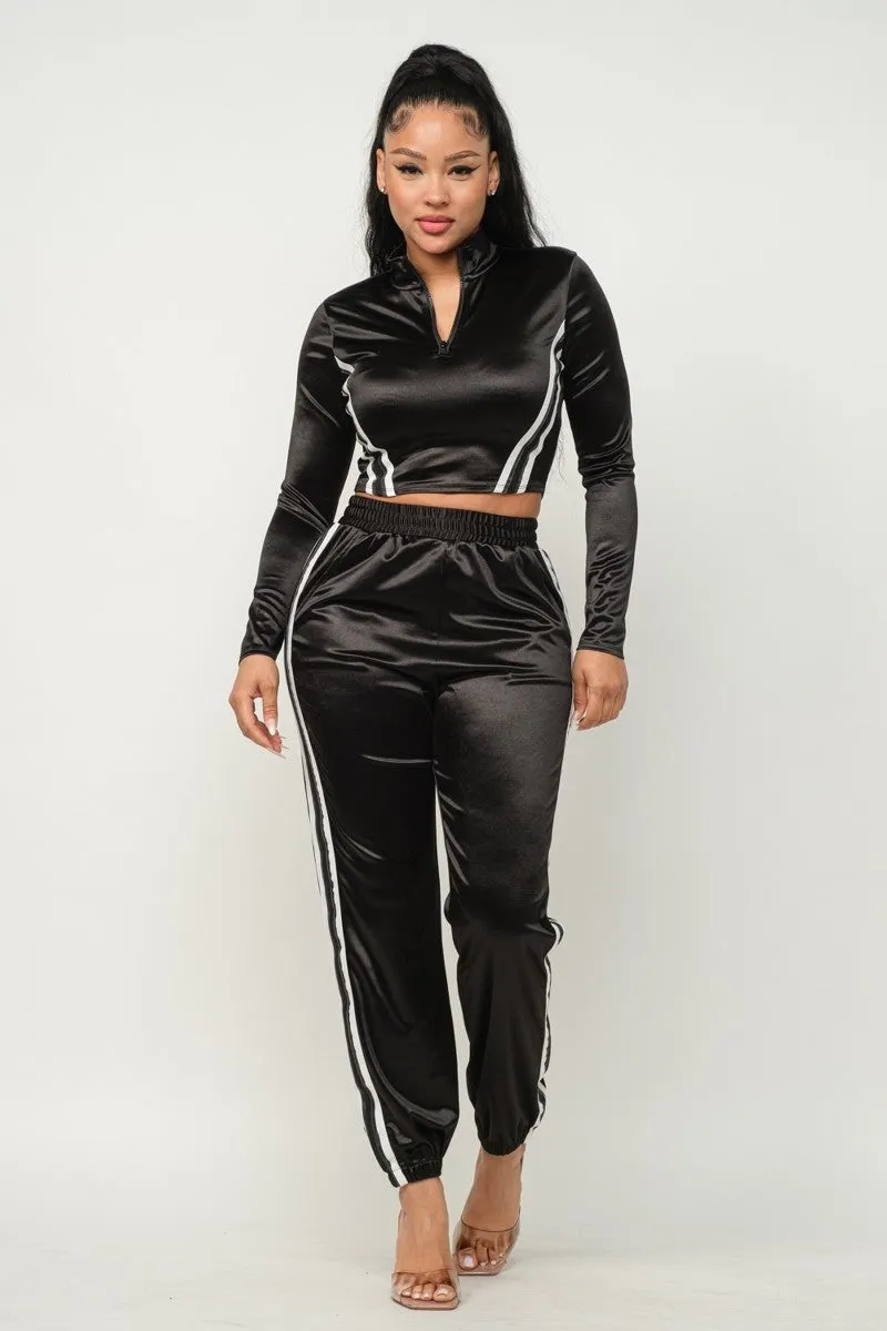 Cropped Jacket & Jogger Pants Set