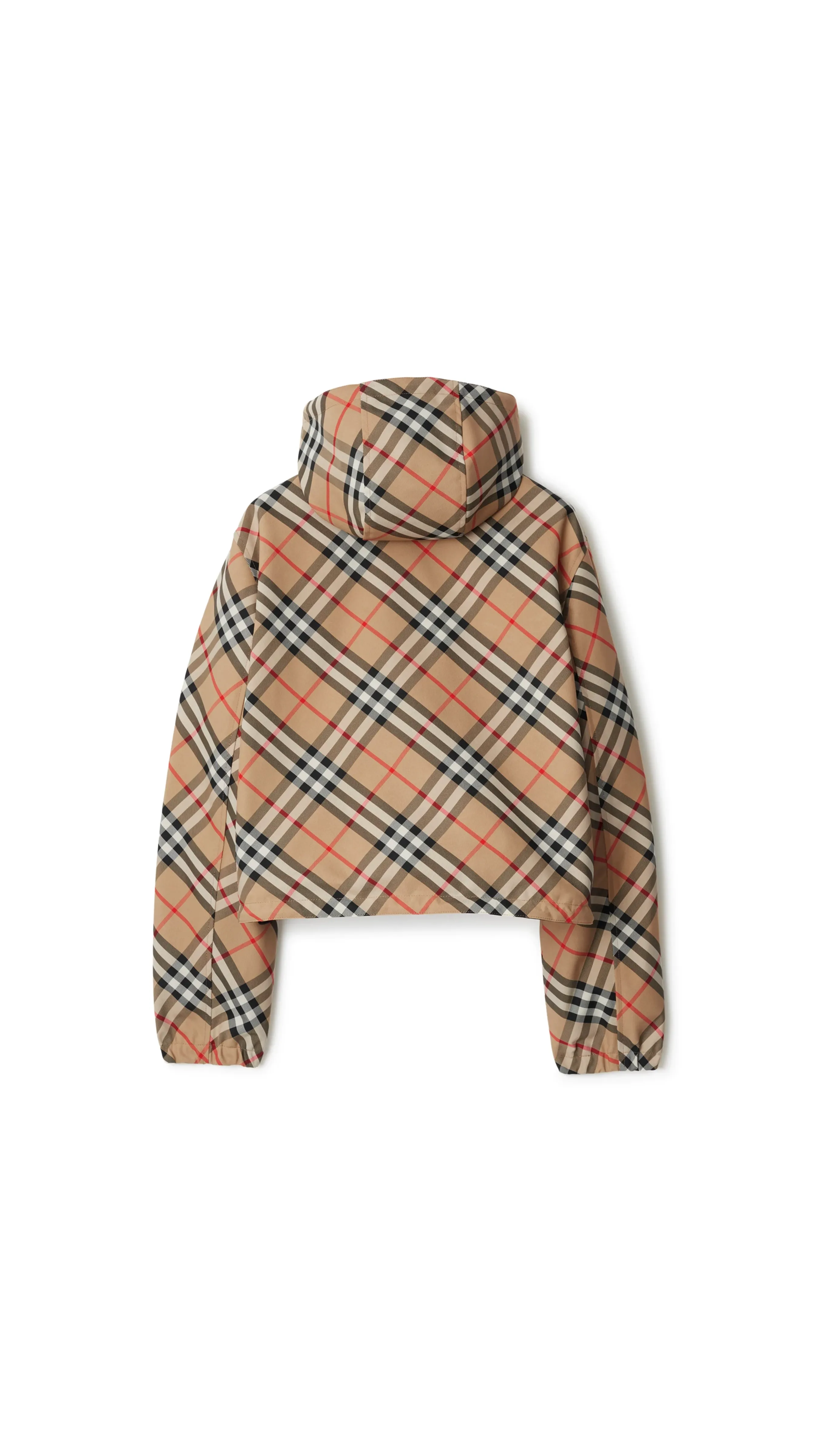 Cropped Reversible Check Jacket - Sand