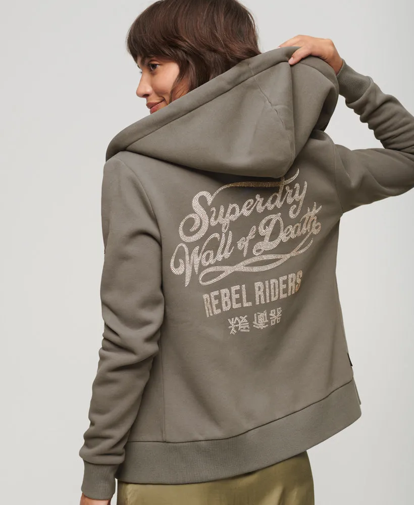 Custom Embellished Zip Hoodie | Charcoal Grey