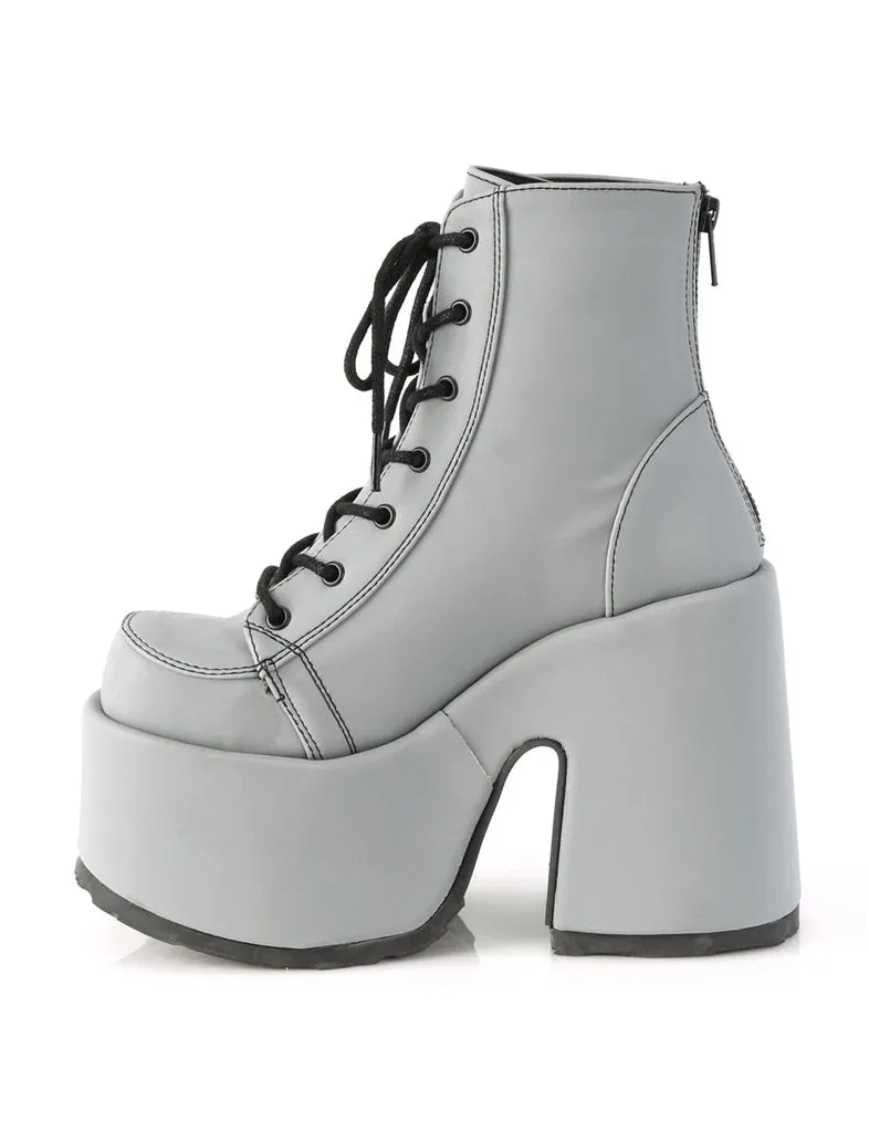 DEMONIA CAMEL-203 BOOTS - GREY REFLECTIVE  PRE ORDER 