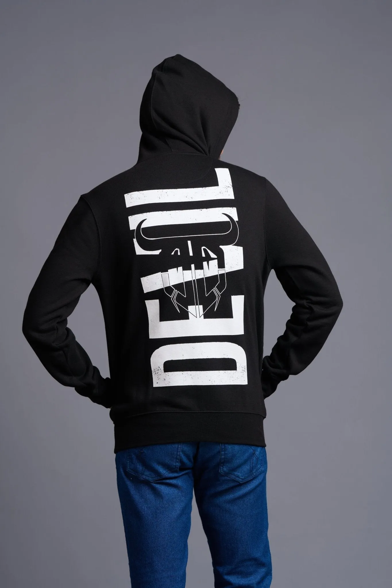 Devil Printed Black Hoodie for Men