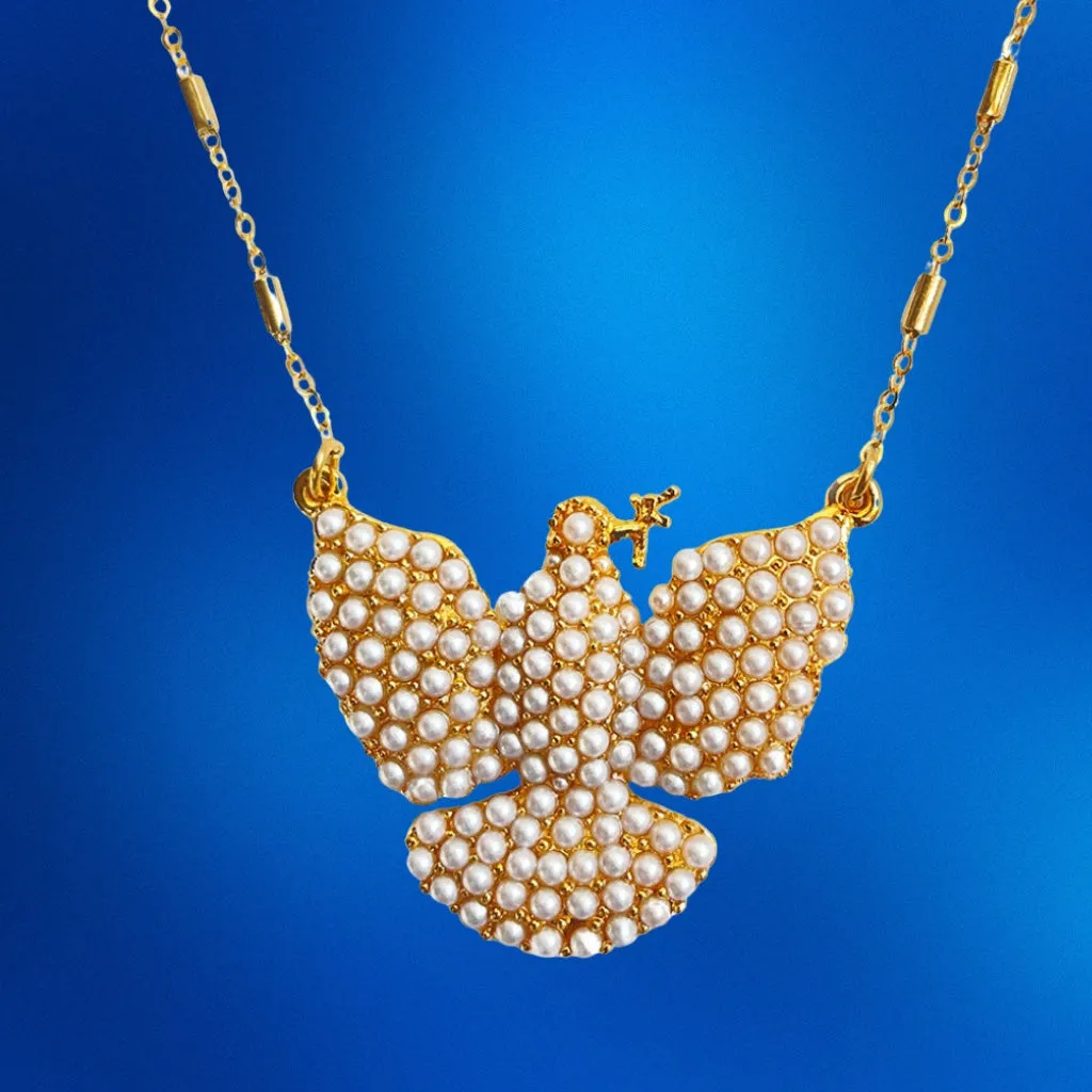 Faux Pearl Dove Necklace