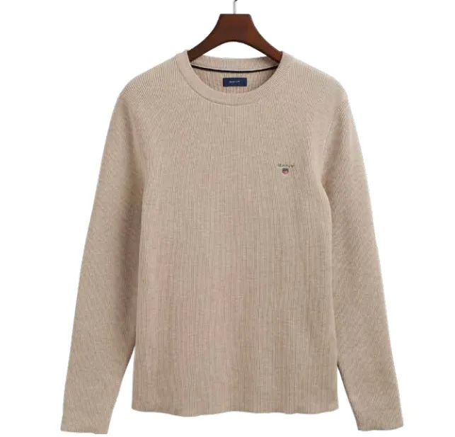 Gant 324180 Mens D1. Rib Texture C-Neck Top Cream