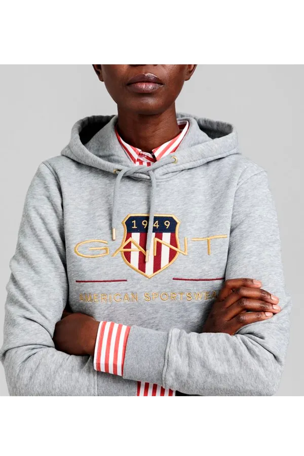 GANT Women Gold Shield Hoodie Grey