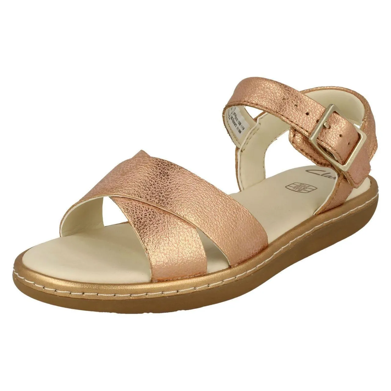 Girls Clarks Criss-Cross Detailed Sandals Skylark Pure K