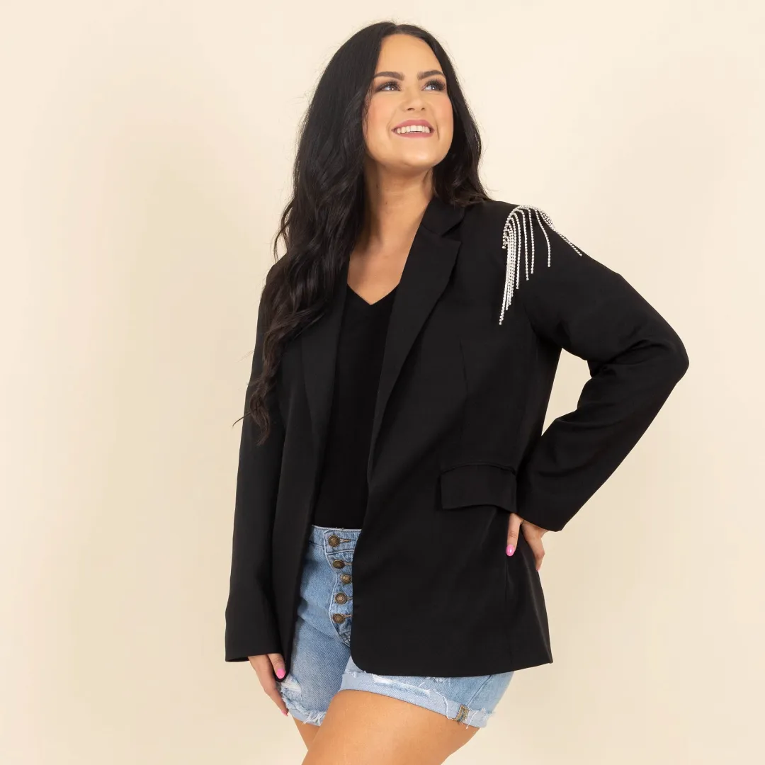 Glam And Glitz Blazer, Black