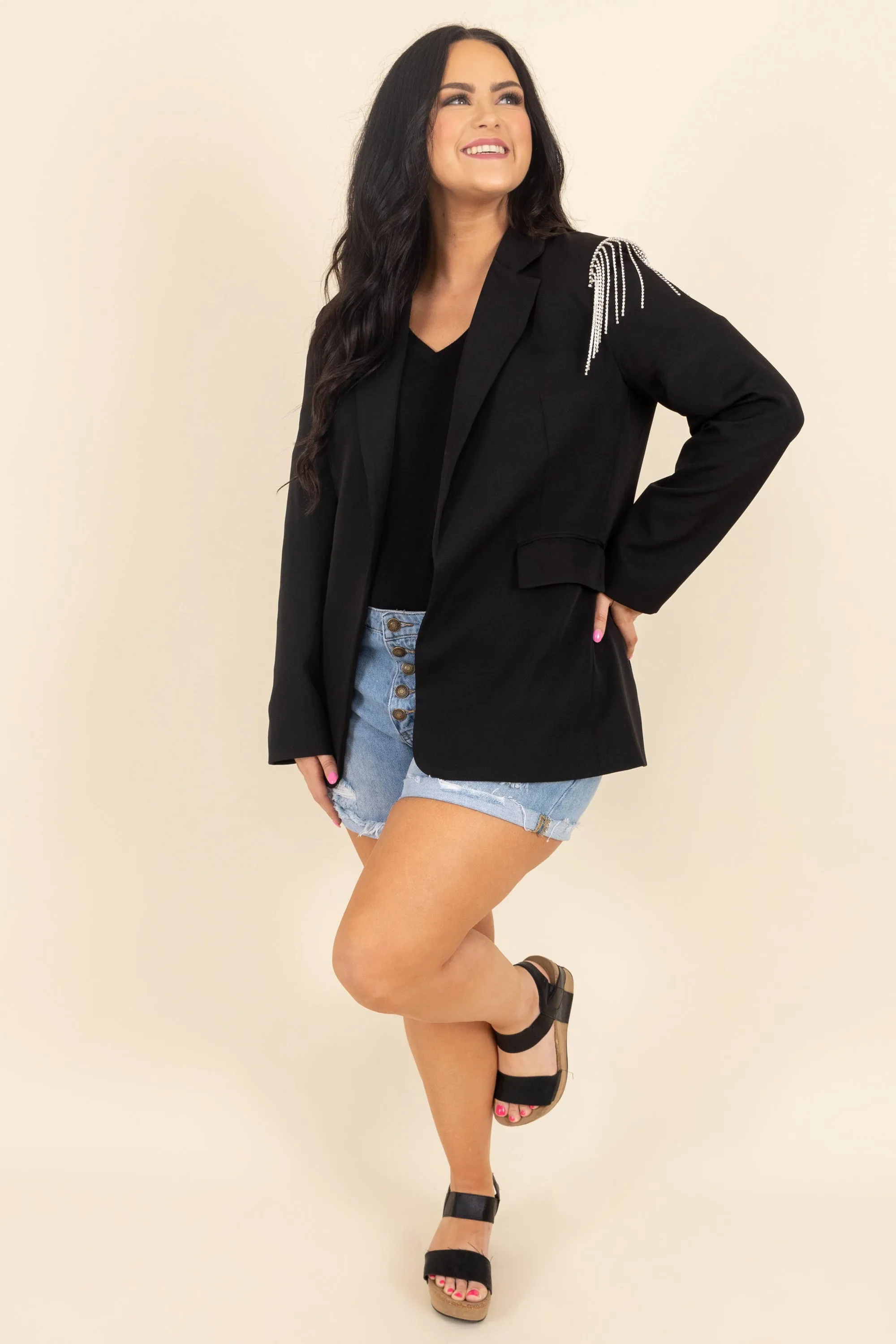 Glam And Glitz Blazer, Black