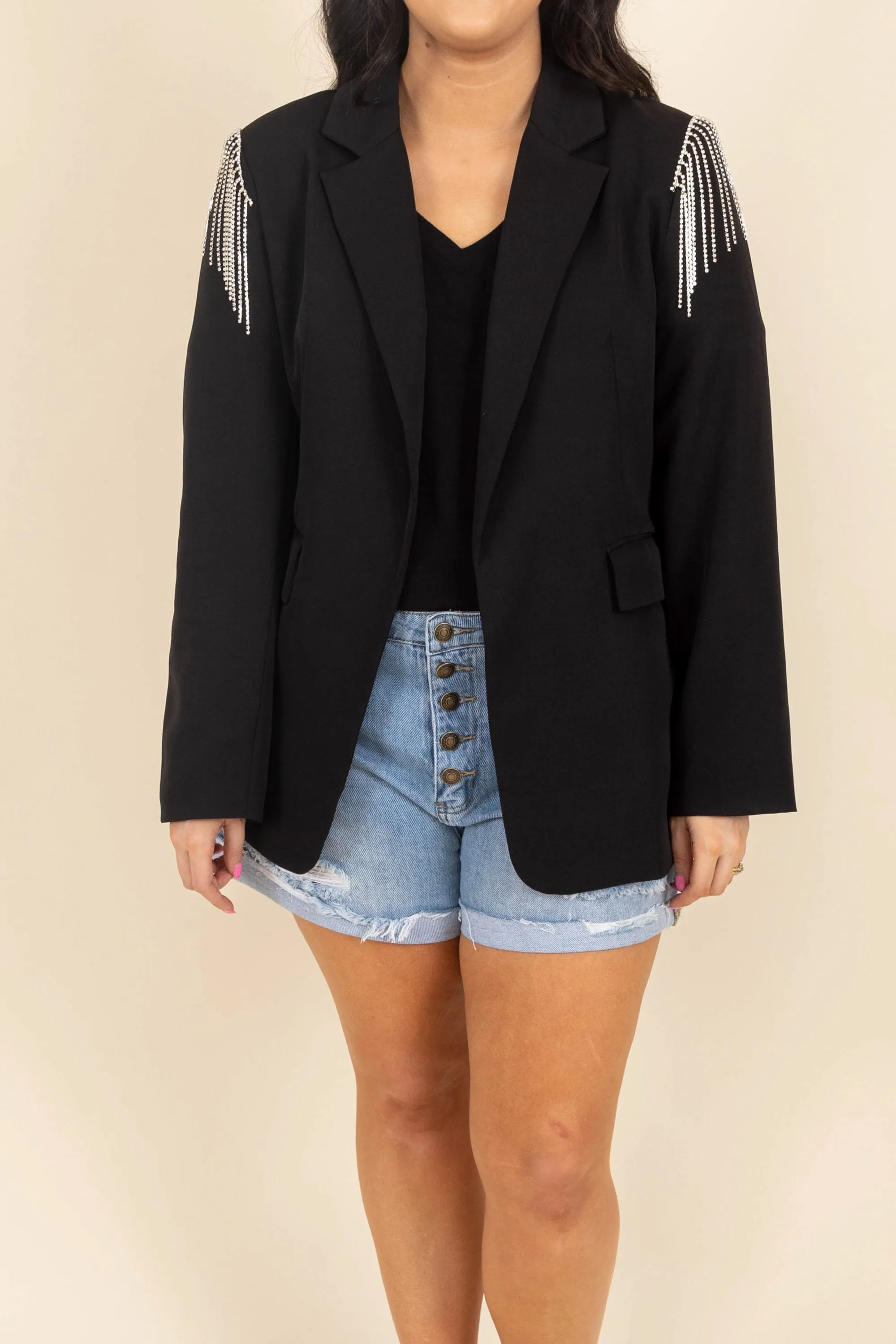 Glam And Glitz Blazer, Black