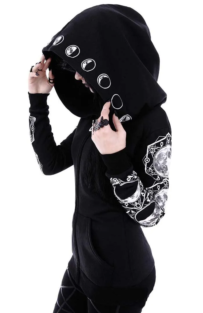 Gothic Punk Print Long Sleeve Hoodie