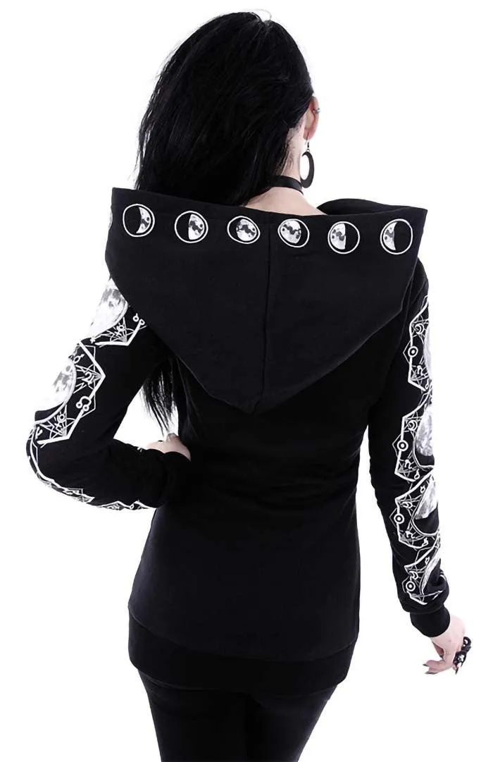 Gothic Punk Print Long Sleeve Hoodie