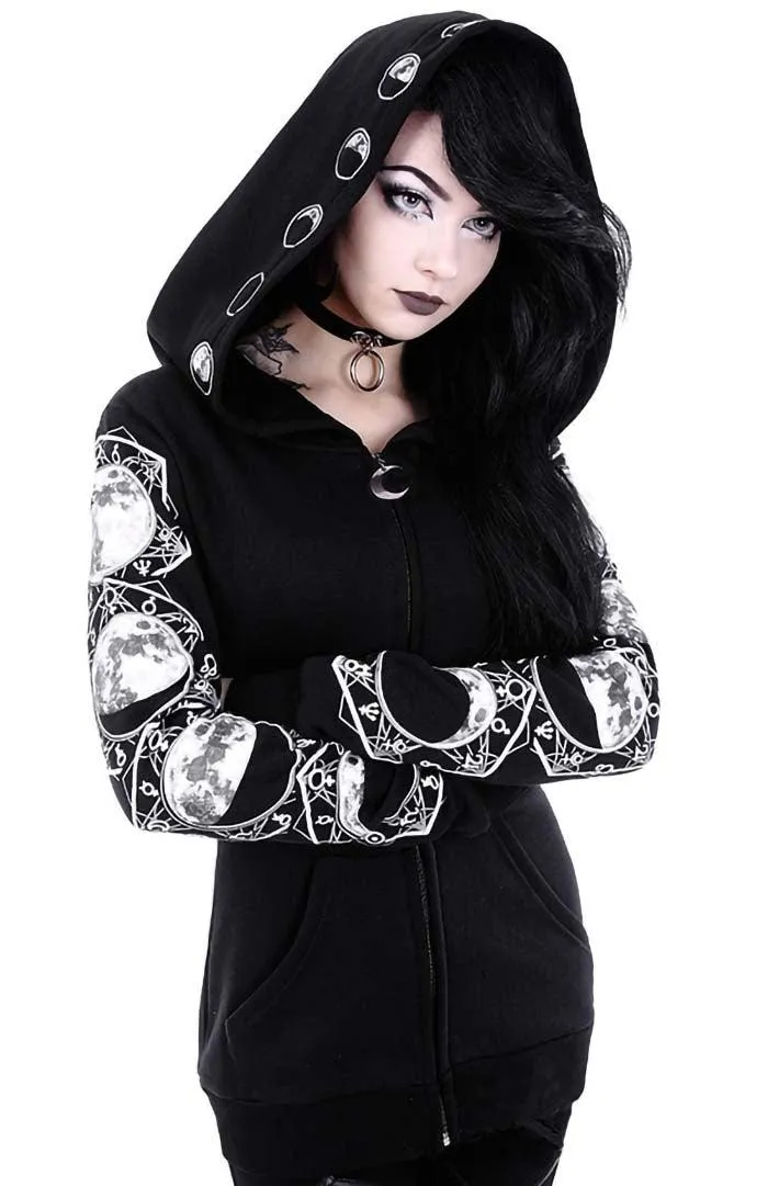 Gothic Punk Print Long Sleeve Hoodie