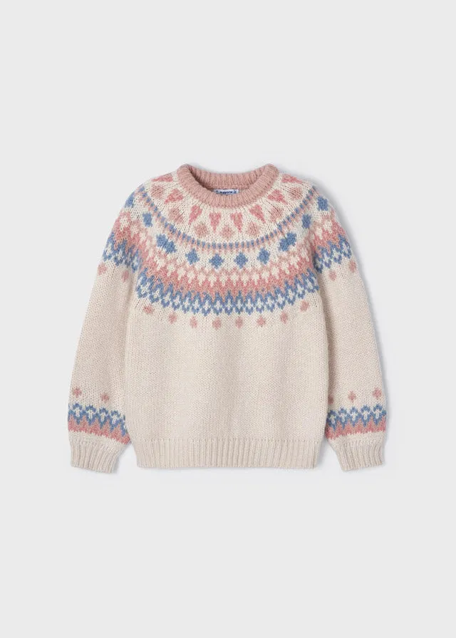 Jacquard jumper for girl - Beige