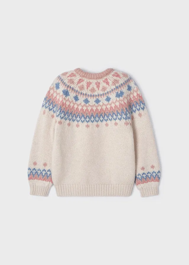 Jacquard jumper for girl - Beige