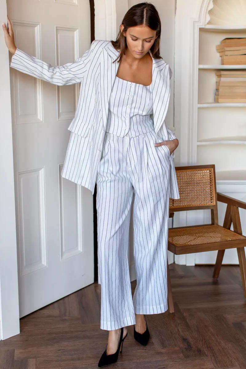 Julius Blazer - Ivory Charcoal Pinstripe