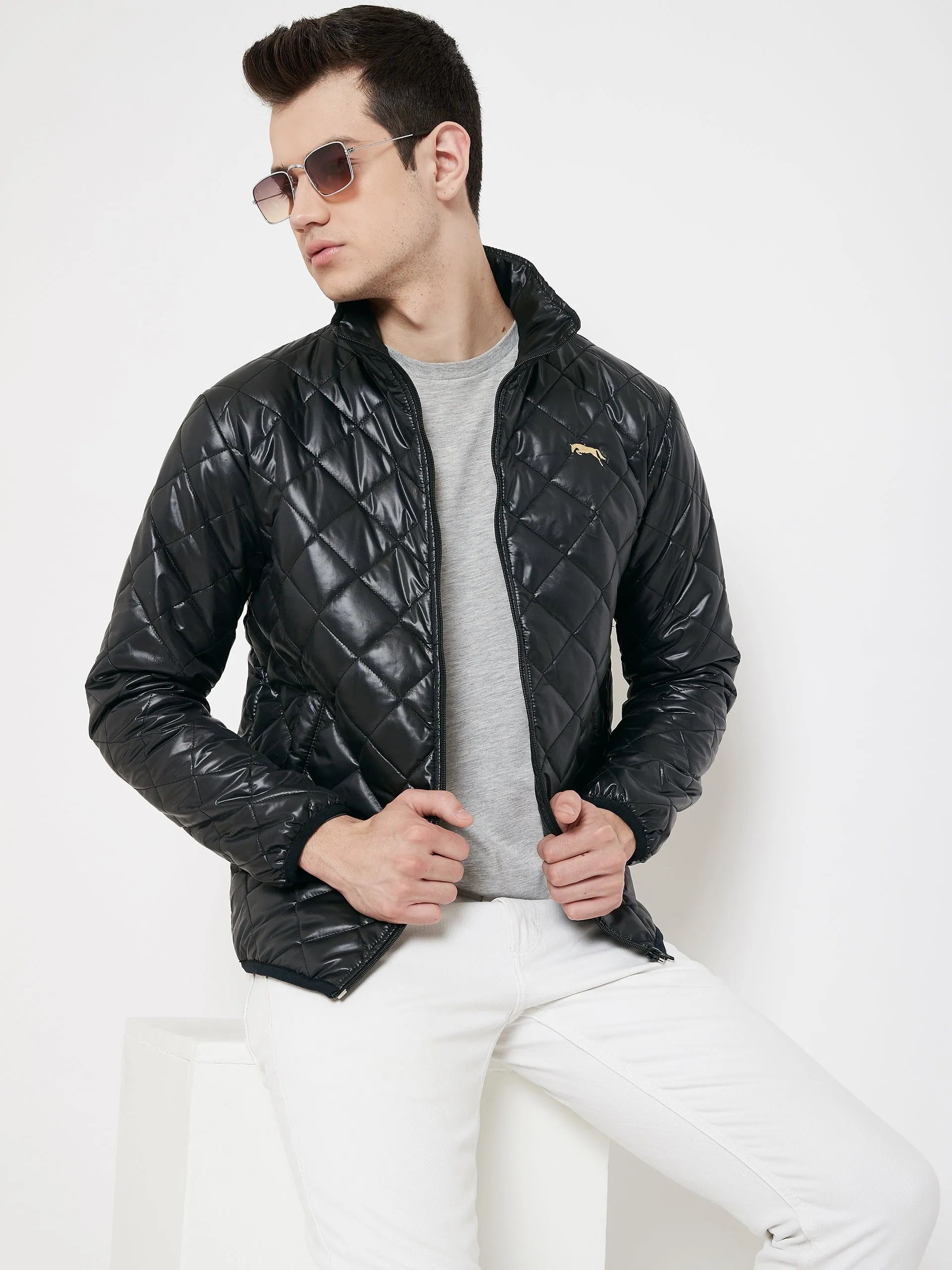 JUMP USA Men Black Quilted Jacket