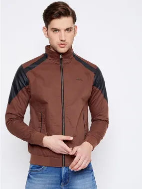 JUMP USA Men Brown Solid Casual Bomber Jacket