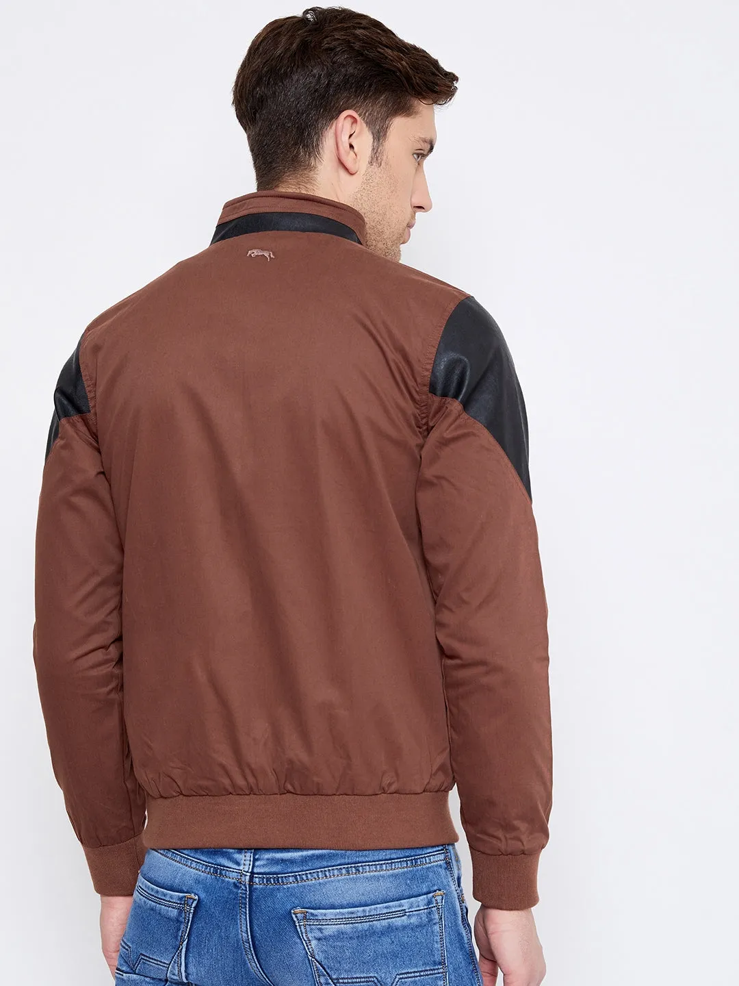 JUMP USA Men Brown Solid Casual Bomber Jacket