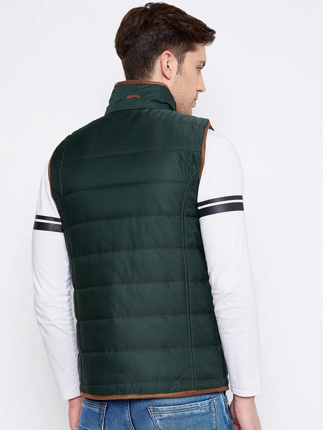 JUMP USA Men Green Sleeveless Padded Jacket