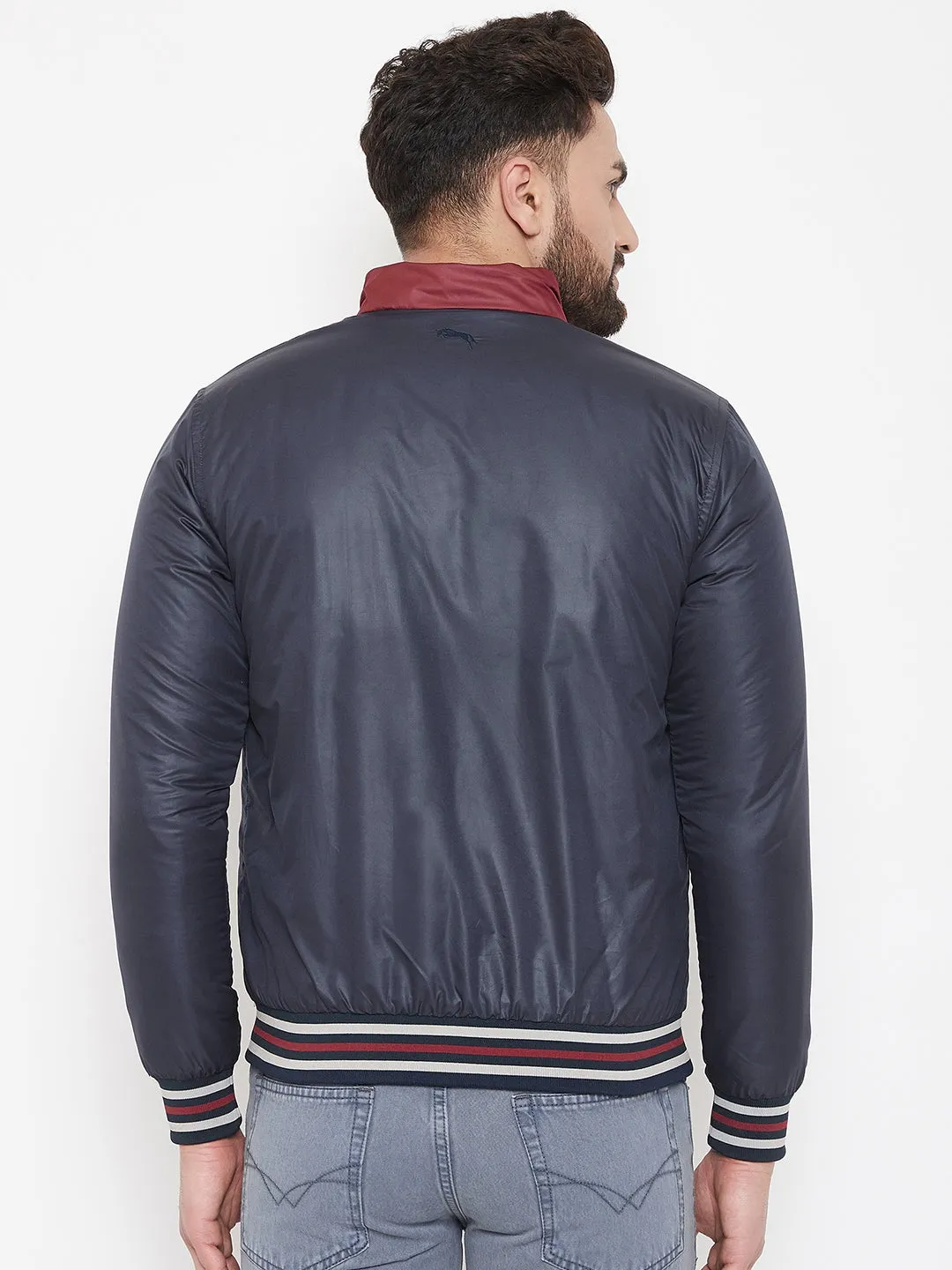 JUMP USA Men Navy Blue Colourblocked Padded Jacket