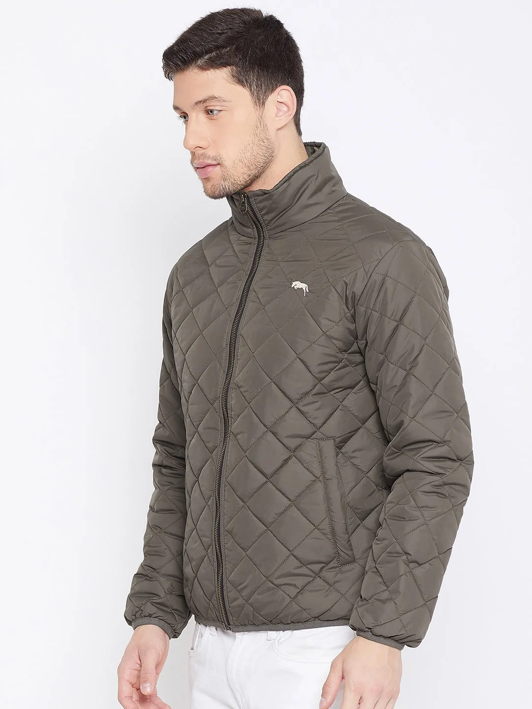 JUMP USA Men Olive Casual Quilted Jacket